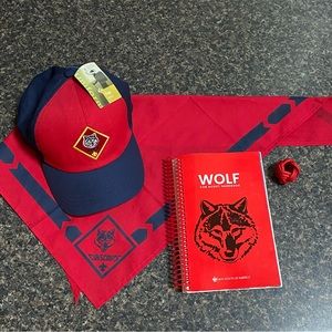 Cub Scout Wolf Handbook, Hat & Neckerchief NEW